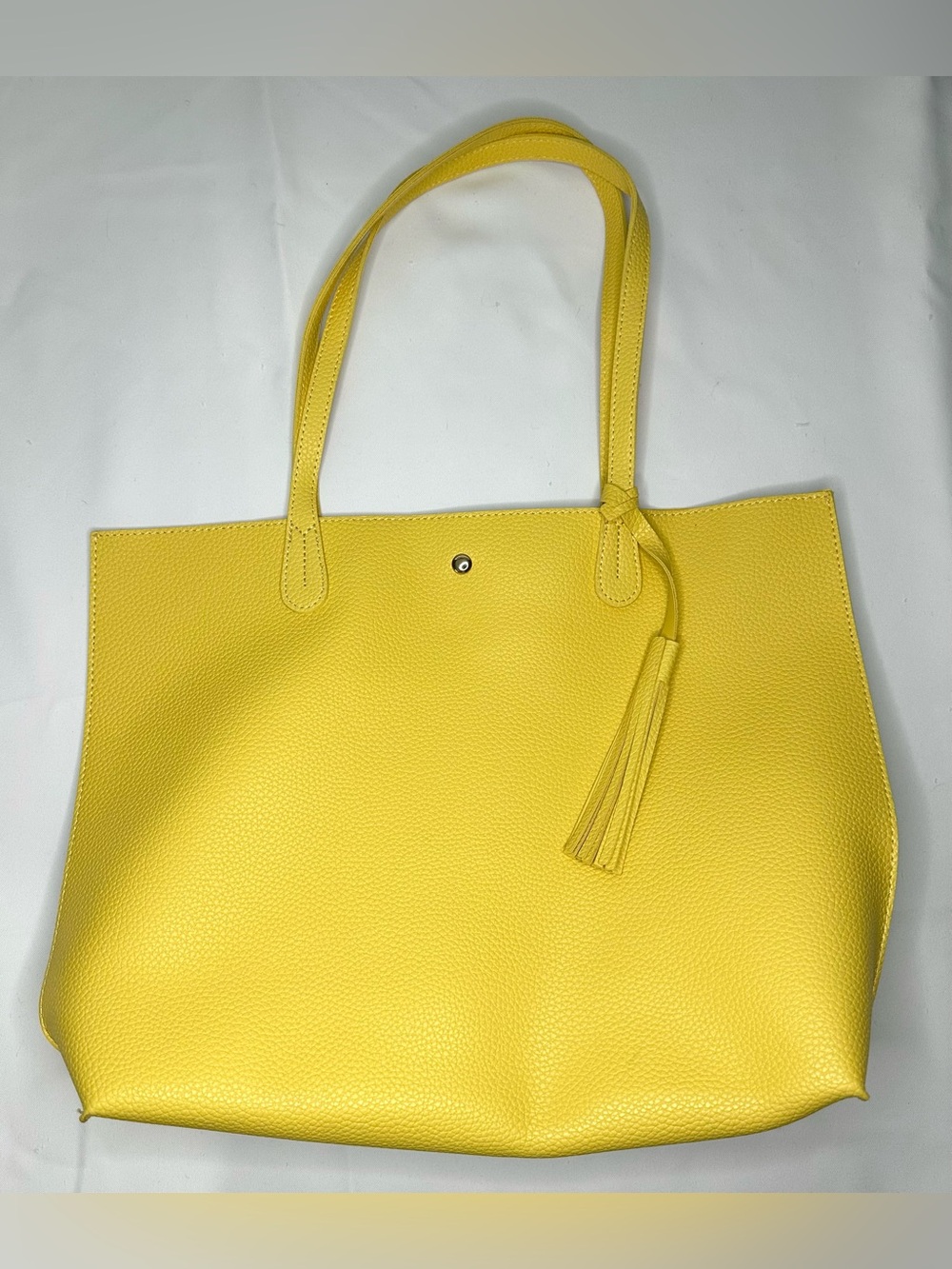 Hoxis Minimalist Pebbled Faux Leather Tote Yellow